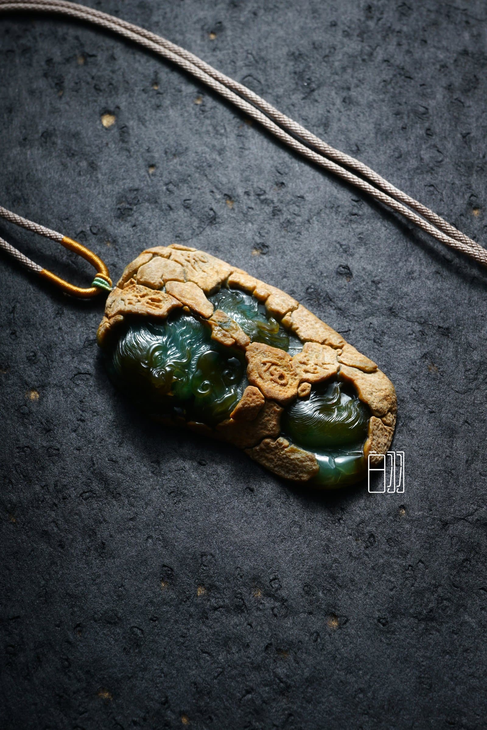 Yellow Jadeite Zen Realm Pendant in natural light