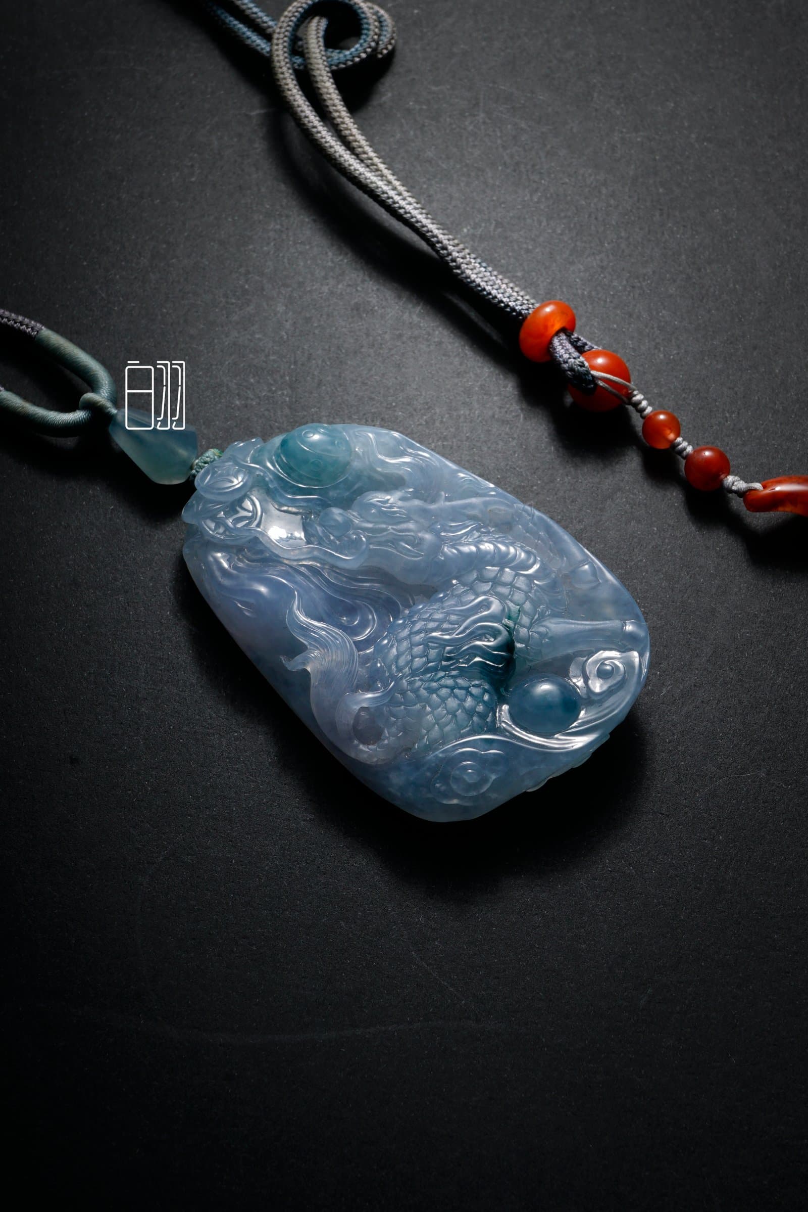 Lavender Jadeite Soaring Dragon Pendant in natural light